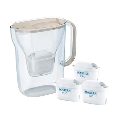 Brita Style Essential Water Filter Jug with 3 Sand-Colored Maxtra Pro Pure Performance Filter Cartridges