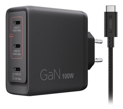 LENOVO 100W GaN 3 Ports USB-C Triple AC Adapter