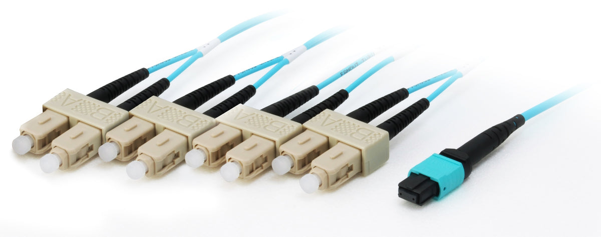 Equip Patch Cable MTP->SC 20.00m 8-Fiber M/M OM4 Turquoise Polybag