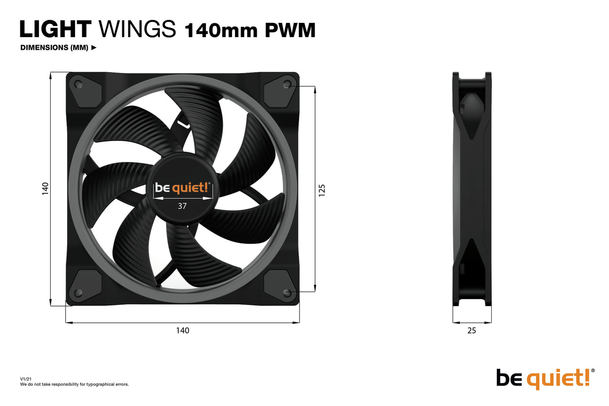be quiet! Light Wings 140 x 140 x 25 mm PWM Fan