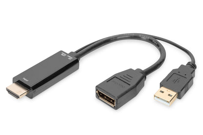 DIGITUS Adapter HDMI A -> DisplayPort St/Bu 4K 0,2m schwarz