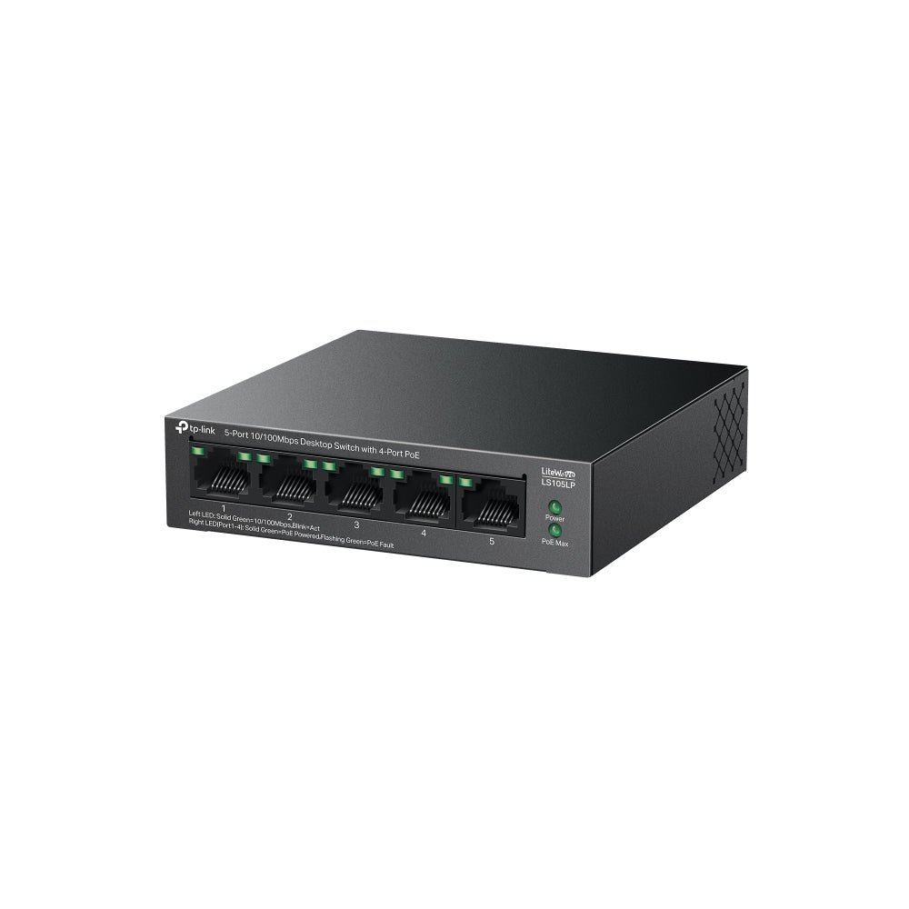 TP-Link LiteWave LS105P Ανεπιτήρητος Γρήγορος Ethernet (10/100) με Τροφοδοσία μέσω Ethernet (PoE) Μαύρο