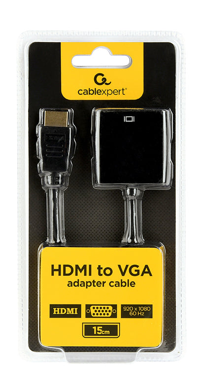 Προσαρμογέας βίντεο Gembird A-HDMI-VGA-04 μήκους 0,15 μ. VGA (D-Sub) σε HDMI Τύπου Α (Κανονικό), Μαύρος