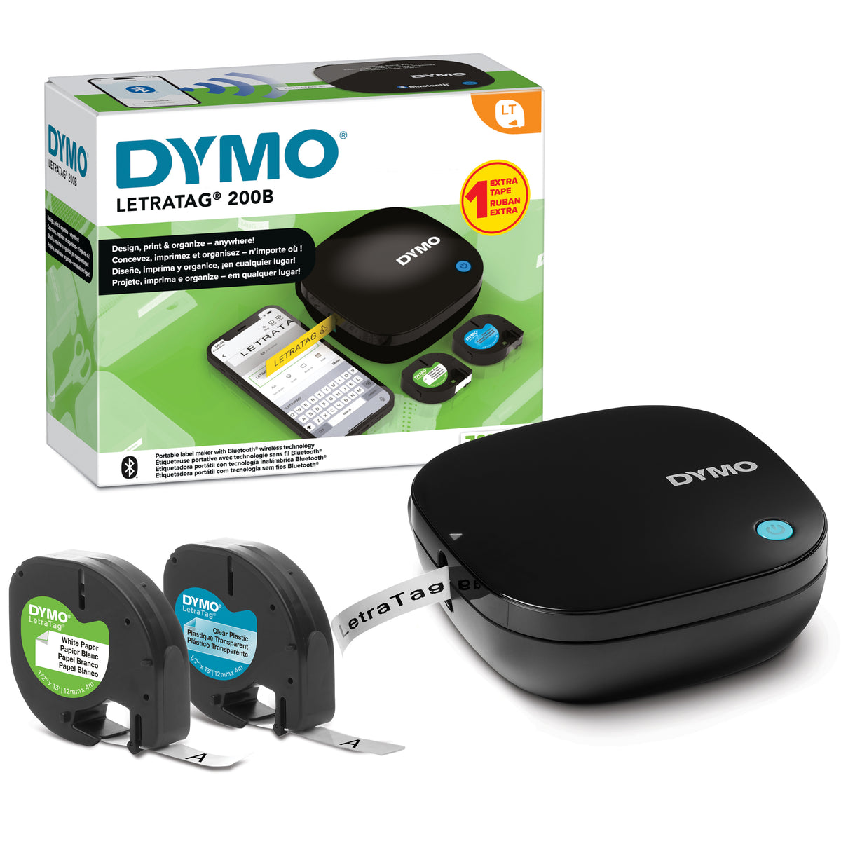 DYMO LetraTag LT-200B Bluetooth Black — includes 2 tapes free