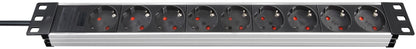 Brennenstuhl Alu-Line 19" Steckdosenleiste 9-fach (silber/schwarz, 1HE, 2 Meter)