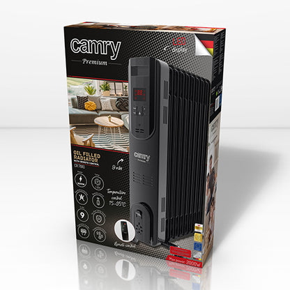 Electric oil heater with remote control CAMRY CR 7810 9 ribs black