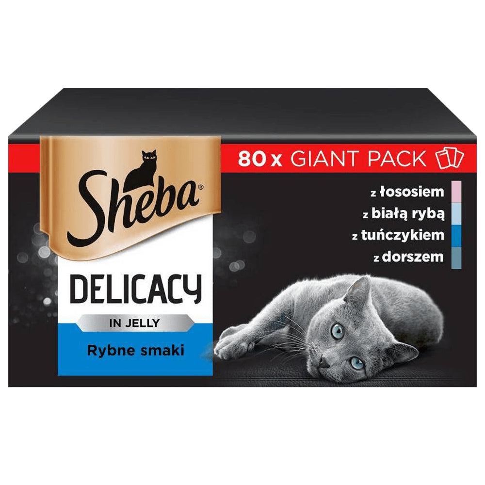 SHEBA Delicacy Γεύσεις Ψαριών σε Ζελέ - Υγρή Τροφή για Γάτες - 80 x 85 γρ.