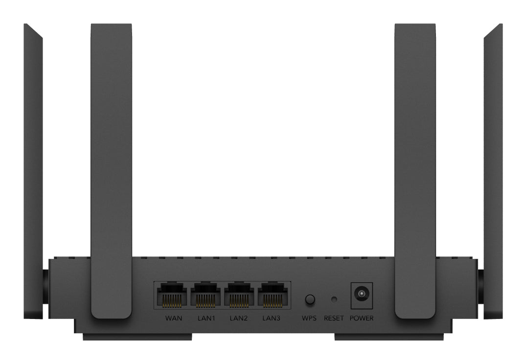 Ασύρματος δρομολογητής Cudy WR3000 με ταχύτητα Gigabit Ethernet και διπλή ζώνη συχνοτήτων (2,4 GHz / 5 GHz) σε μαύρο χρώμα