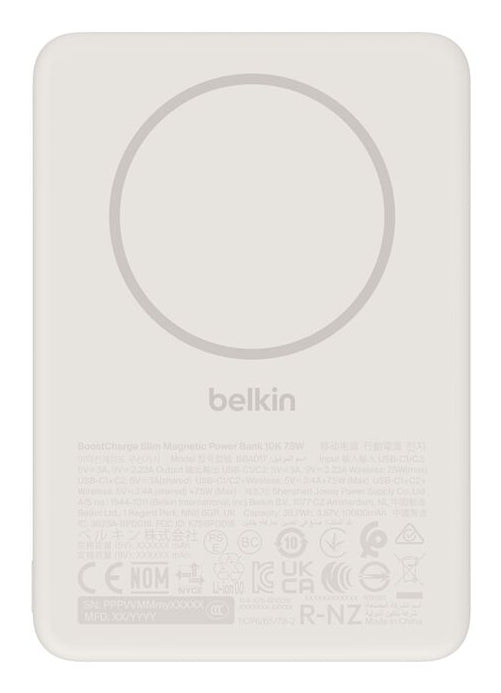 Belkin BoostCharge Slim 7.5W Qi2 Magnetic Power Bank 10000mAh – Sand (BPD017hqSA)