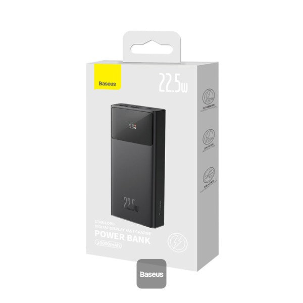 Baseus Star-Lord Power bank with display 20000mAh, 22.5W, USB-A, USB-C, microUSB + USB-A/USB-C cable Black
