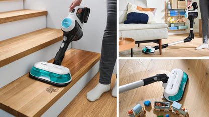 Cordless 2-in-1 hoover, vacuuming and mopping Unlimited 7 ProHygienic Aqua White