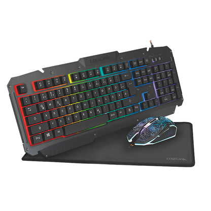Logilink Gaming-Set aus Tastatur, Maus und Mauspad