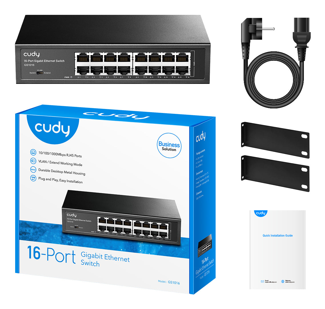 Διακόπτης δικτύου Cudy GS1016 Gigabit Ethernet (10/100/1000) Μαύρος