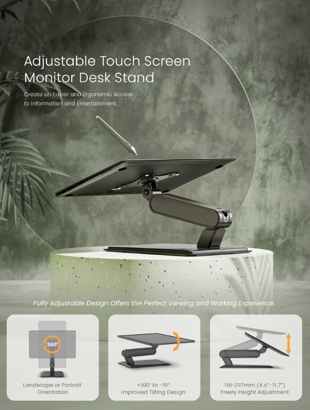Equip Table Stand 17"–32" / 1 TFT, 360° Foldable, 8 kg Capacity, Black