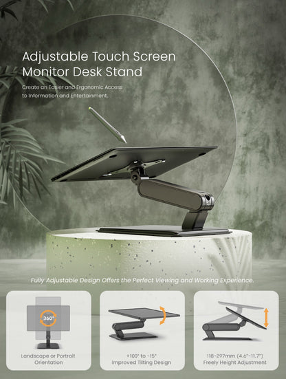 Equip Table Stand 17"–32" / 1 TFT, 360° Foldable, 8 kg Capacity, Black