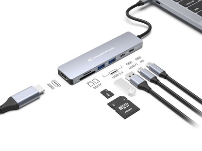 CONCEPTRONIC  7-1 Dock USB-C->HDMI/USB-C/2xUSB-A/+   25cm gr