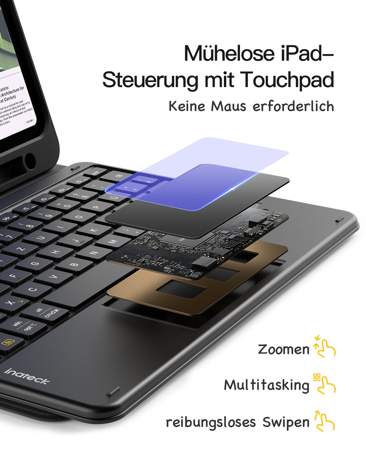 inateck KB002 Black Bluetooth-Tastatur-Hülle für iPad 11