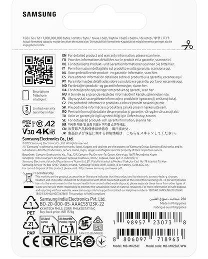 SD MicroSD Card 256GB Samsung SDXC T9 (Class 10) - Retail