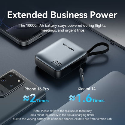 Vention 10000mAh 35W - power bank with USB-C cable (beige)