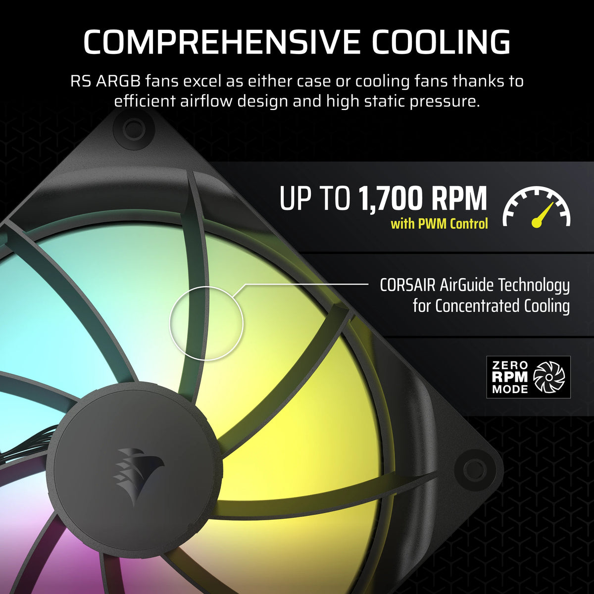 Corsair RS140 ARGB 140mm Case Fan — Black, 1 pc
