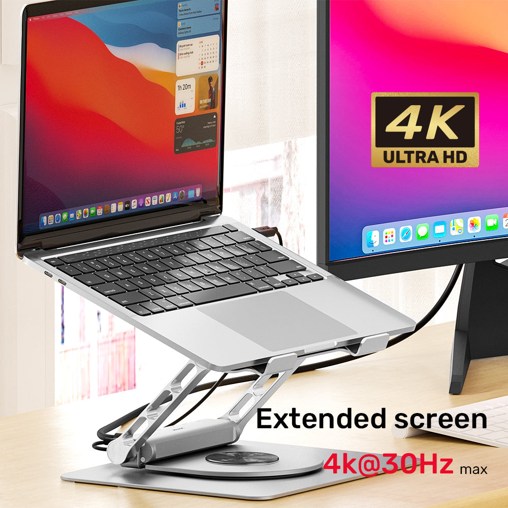 Adjustable laptop stand + USB-C HDMI hub Unitek D1109B01 PD 100W