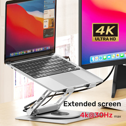 Adjustable laptop stand + USB-C HDMI hub Unitek D1109B01 PD 100W
