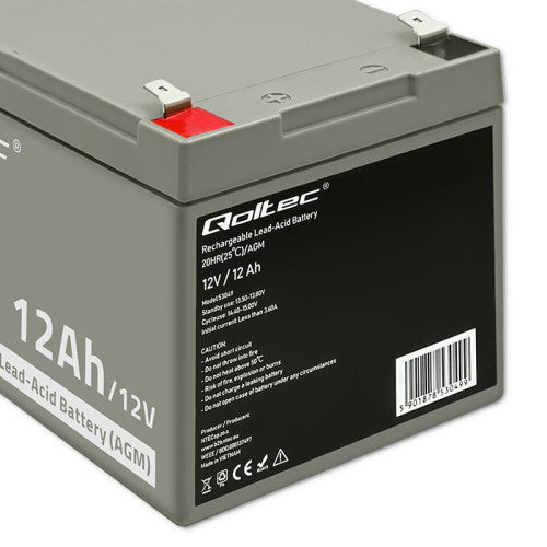 Qoltec 53049 AGM Battery | 12V | 12Ah