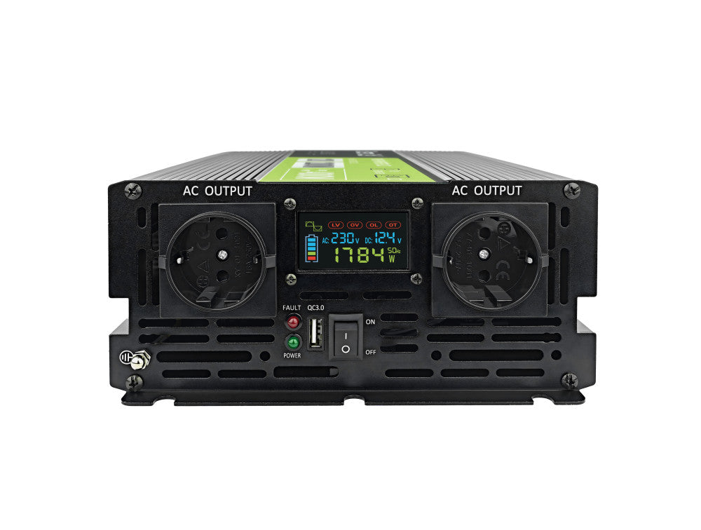 Green Cell PowerInverter LCD 12V to 230V 2000W/40000W car inverter with LCD display - pure sine wave