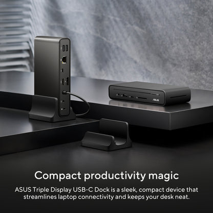 ASUS DC300 Triple Display USB-C Docking Station, USB 3.2 Gen 2 (3.1 Gen 2) Type-C, Black