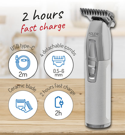 Adler AD 2836S beard trimmer Battery 4 6 mm Silver