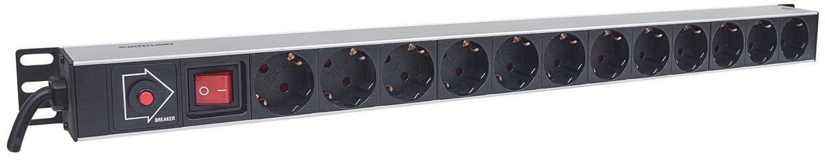 INTELLINET Power Strip 12-Socket with 1.6 m Connection Cable, Black