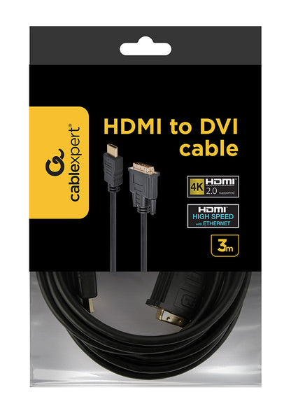 Καλώδιο Gembird 3 μέτρα, HDMI σε DVI, αρσενικό σε αρσενικό, DVI-D μαύρο