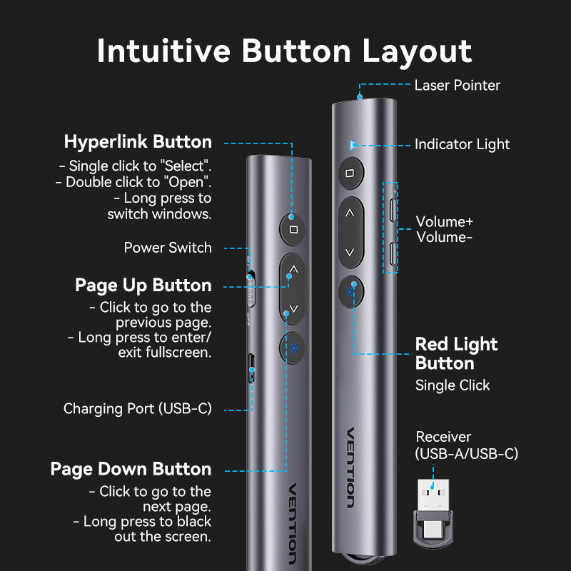 Vention presentation pointer with green laser