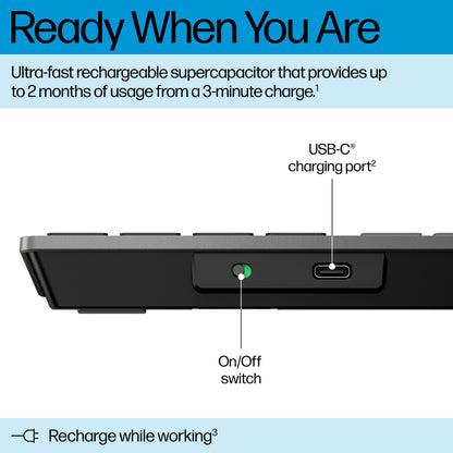 HP 720 Multi-Device Rechargeable Wireless Keyboard