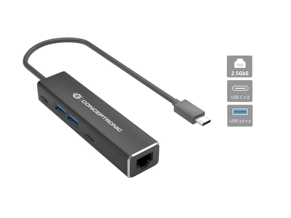 CONCEPTRONIC Adapter USB-C3.2->2.5GbE/2xC/2xA  5Gbs 0.15m sw