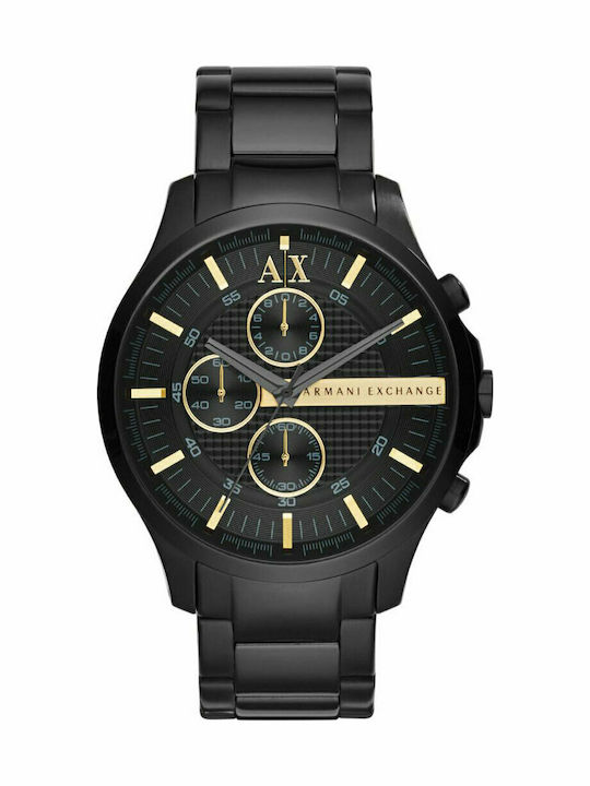 Ρολόι ARMANI EXCHANGE AX2164 Hampton με Μαύρο Ατσάλινο Μπρασελέ και με Χρονογράφο