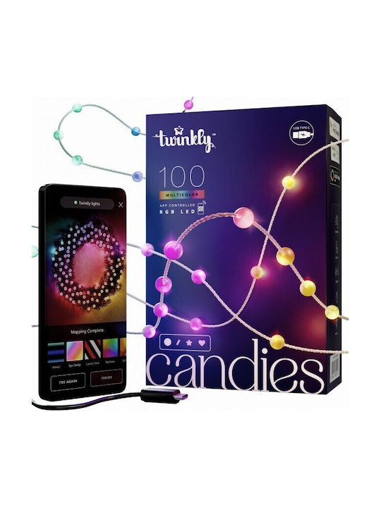 Twinkly Candies LED Christmas tree lights TWKP100RGB-T 6 m 100 pearl-shaped lights