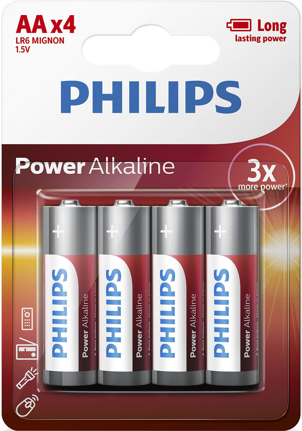 1x4 Philips Power Alkaline AA Batterie