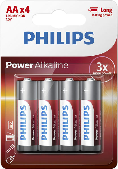 1x4 Philips Power Alkaline AA Batterie