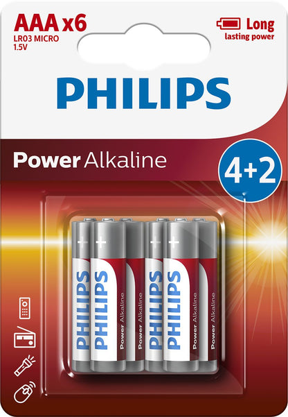 1x6 Philips Power Alkaline AAA Batterie Vorteilspack