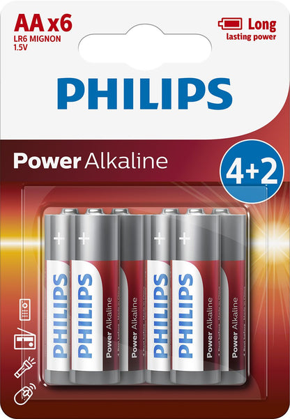 1x6 Philips Power Alkaline AA Batterie Vorteilspack