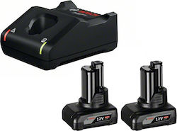Bosch Powertools PRO Starter-Set 12V (2x GBA 12V 6.0Ah + GAL 12V-40 Professional) (schwarz, 2x Akku + Ladegerät)