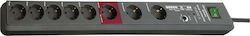 Brennenstuhl Secure-Tec Power Strip 8-Outlet (Anthracite, 3 Meters, 19,500A Surge Protection, 1 Main and 5 Follow-Up Outlets)