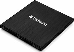 Verbatim External Slimline USB 3.0 Blu-ray Burner, External Blu-ray Burner (Black)
