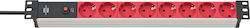 Brennenstuhl Alu-Line 19" Steckdosenleiste 8-fach (rot/schwarz, 1HE, 2 Meter, Sicherung 10A, Kaltgerätestecker)