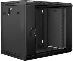 Lanberg 19'' wall-mounted installation cabinet 9U 600x450mm black (glass door)