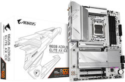 GIGABYTE B650 AORUS ELITE AX ICE Motherboard - Supports AMD Ryzen 9000 CPUs, 12+2+2 Phases Digital VRM, up to 8000MHz DDR5 (OC), 1xPCIe 5.0 + 2xPCIe 4.0 M.2, Wi-Fi 6E, 2.5GbE LAN, USB 3.2 Gen 2x2