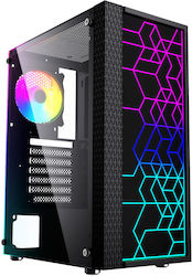Gembird Fornax 2500 ARGB Gaming ATX Computer Case, Midi Tower, Backlit, Black