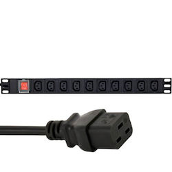 EnerGenie EG-PDU-10C132C19 Power distribution unit (PDU), 10 pcs C13 sockets, 1U, 16A, C20 plug 2 m cable, black