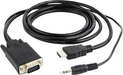 Gembird A-HDMI-VGA-03-10 καλώδιο προσαρμογέα ήχου και εικόνας 3 μ. HDMI και υποδοχή 3,5 χλστ. VGA (D-Sub), μαύρο
